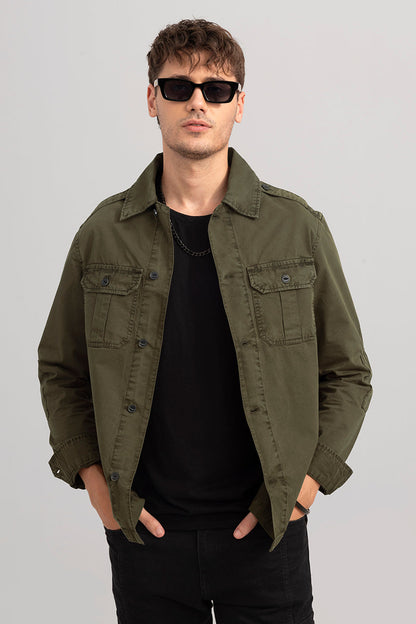 WingFlap Olive Overshirt | Relove