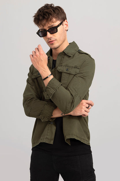 WingFlap Olive Overshirt | Relove