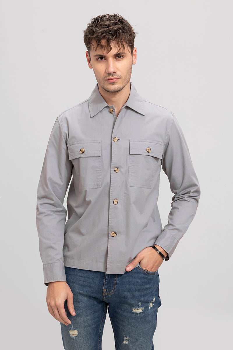 Overflap Grey Overshirt | Relove