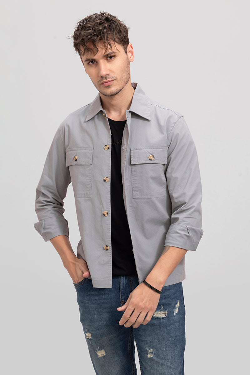 Overflap Grey Overshirt | Relove