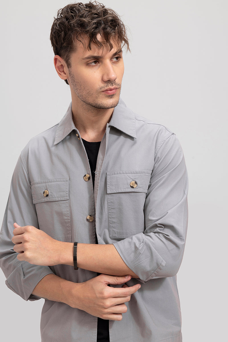 Overflap Grey Overshirt | Relove