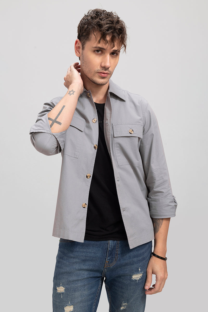 Overflap Grey Overshirt | Relove