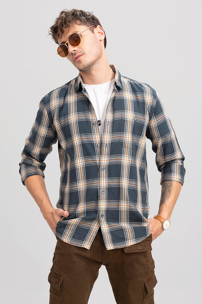 Broadway Navy Checks Shirt | Relove