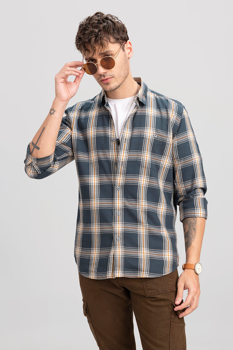 Broadway Navy Checks Shirt | Relove