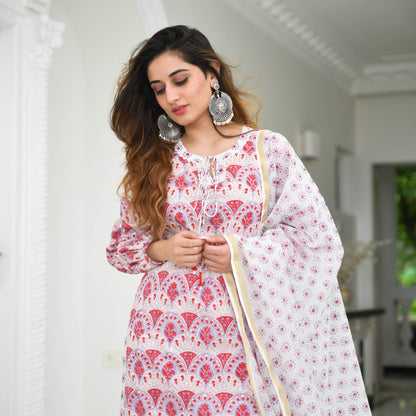 Bunaai Dahila Printed Designer Sharara Cotton Suit Set For Women Online