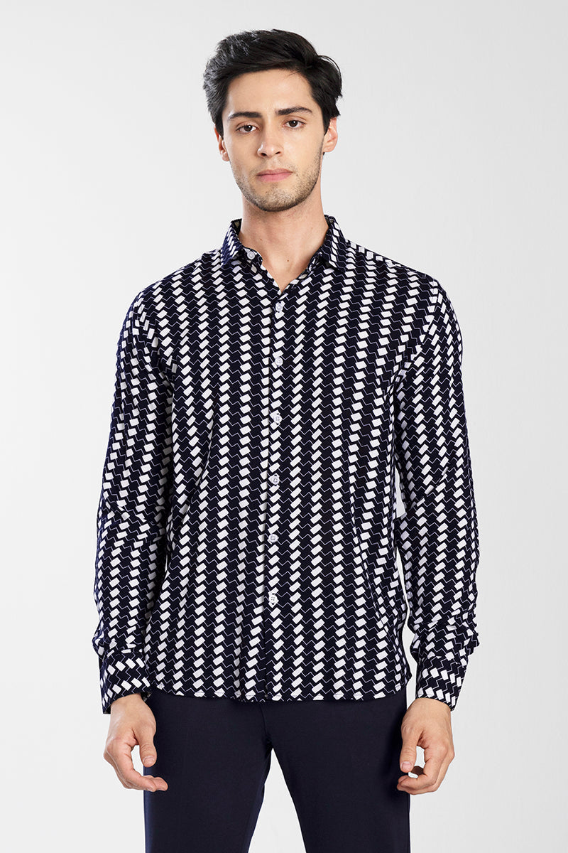 Zig Zag Navy Shirt | Relove