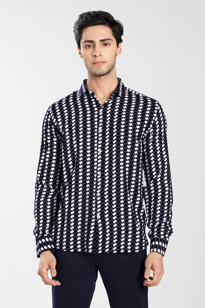 Zig Zag Navy Shirt | Relove