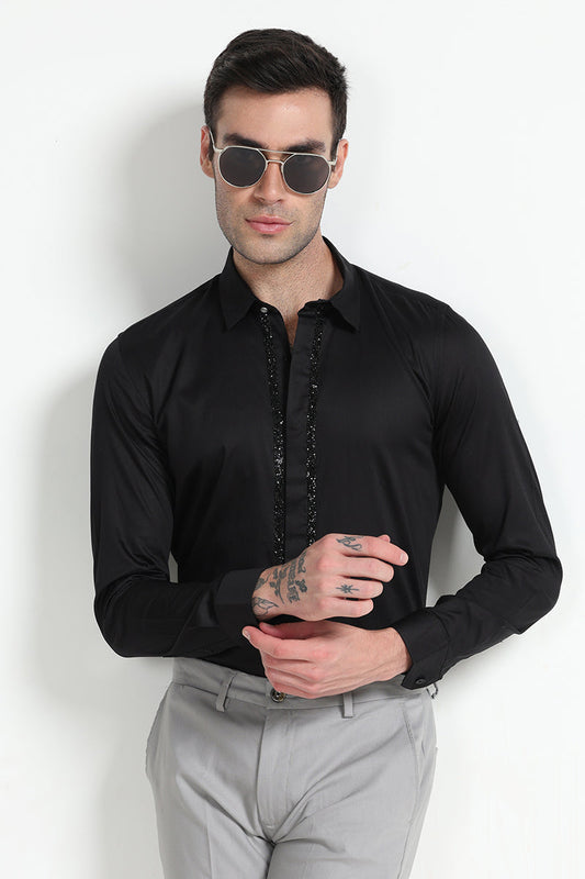 Akin Beaded Black Shirt | Relove