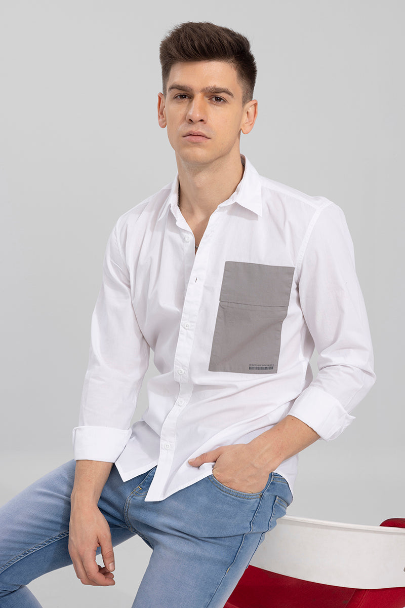 Side Patch Pocket White Shirt | Relove