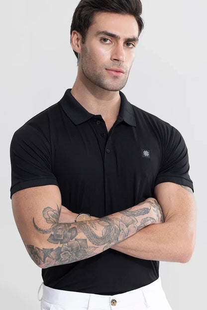 Encap Black Polo T-Shirt | Relove