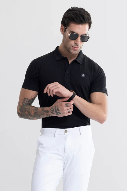 Encap Black Polo T-Shirt | Relove