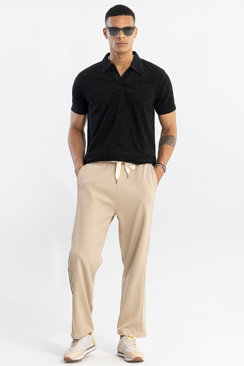 Crescent Circle Black Polo T-Shirt | Relove