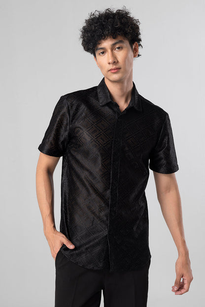 Hawaiian Hakoba Square Black Shirt | Relove