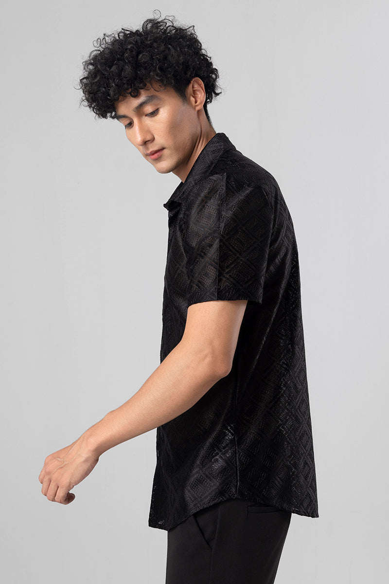 Hawaiian Hakoba Square Black Shirt | Relove