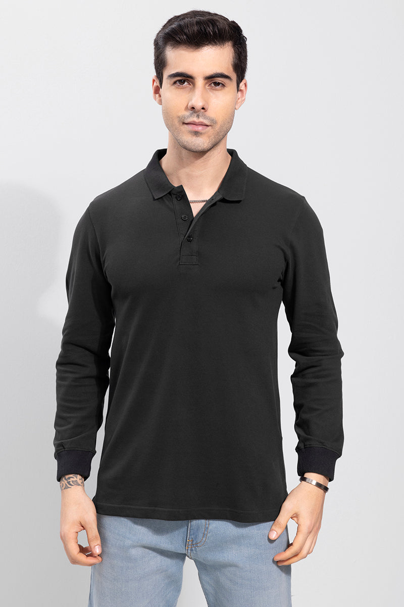 Dominic Ash Black Polo T-Shirt | Relove