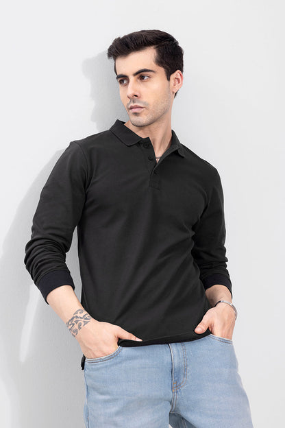 Dominic Ash Black Polo T-Shirt | Relove