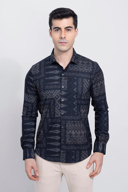 Tribic Navy Melange Shirt | Relove