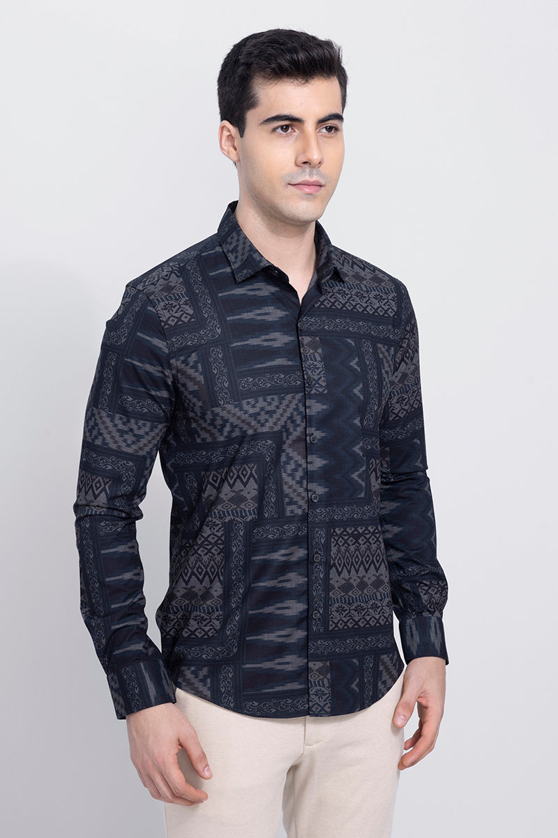 Tribic Navy Melange Shirt | Relove