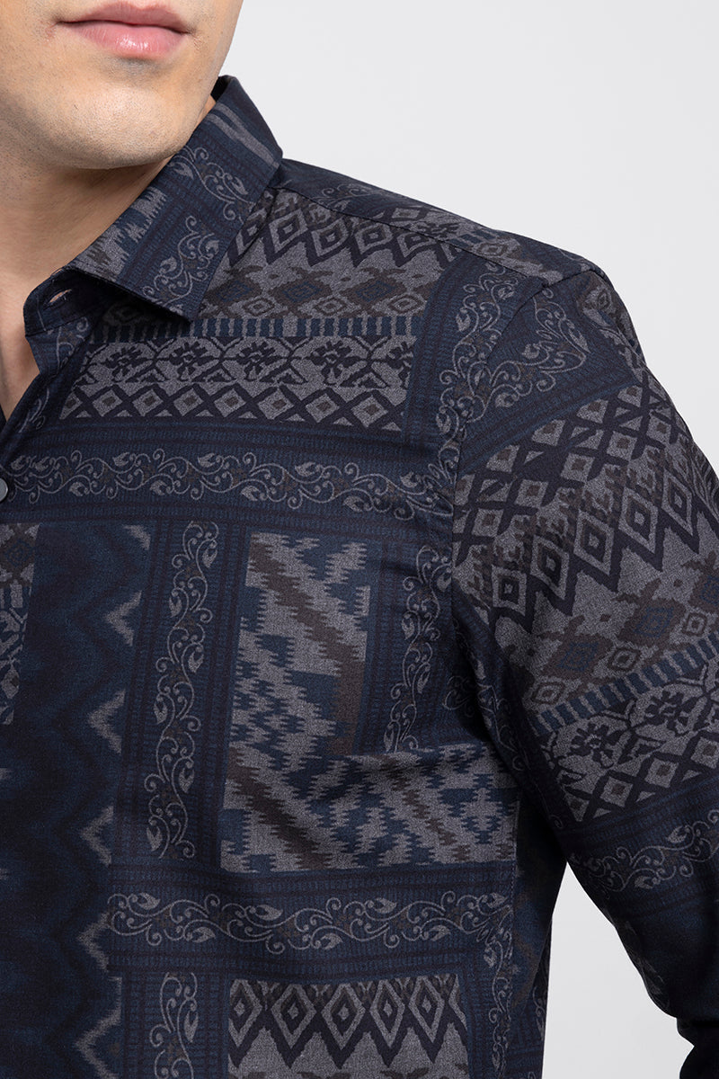 Tribic Navy Melange Shirt | Relove