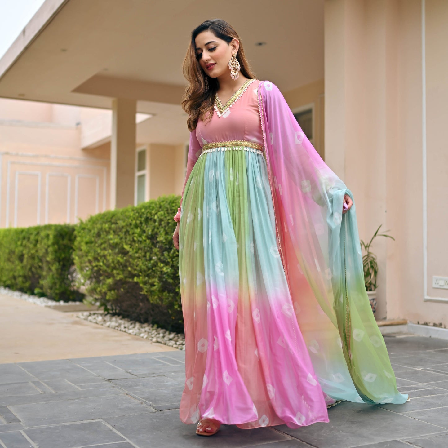 Multi-colour Pastel Dress with Dupatta for Women Online