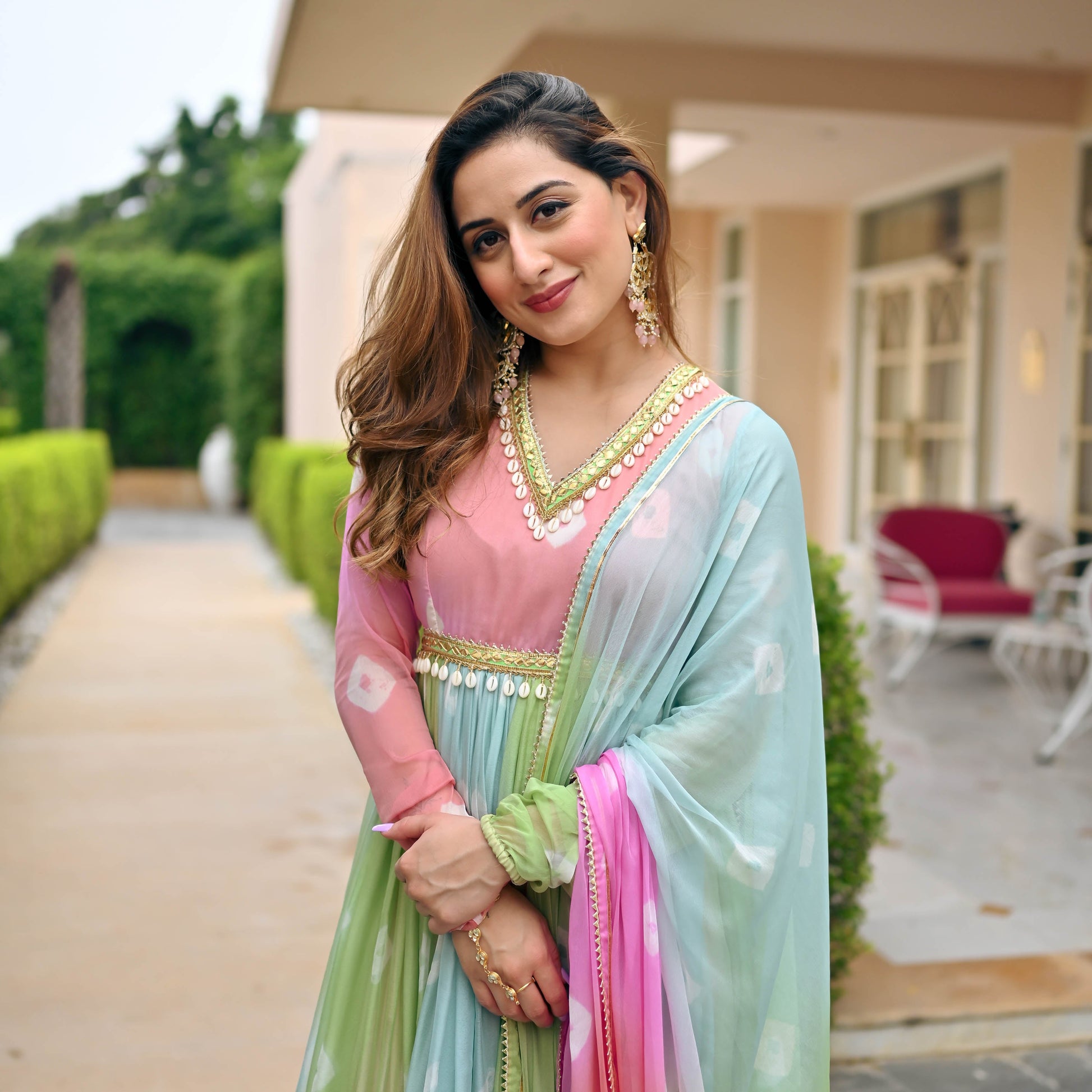 Multi-colour Pastel Dress with Dupatta for Women Online