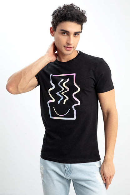 Trippy Smile Black T-Shirt - SNITCH