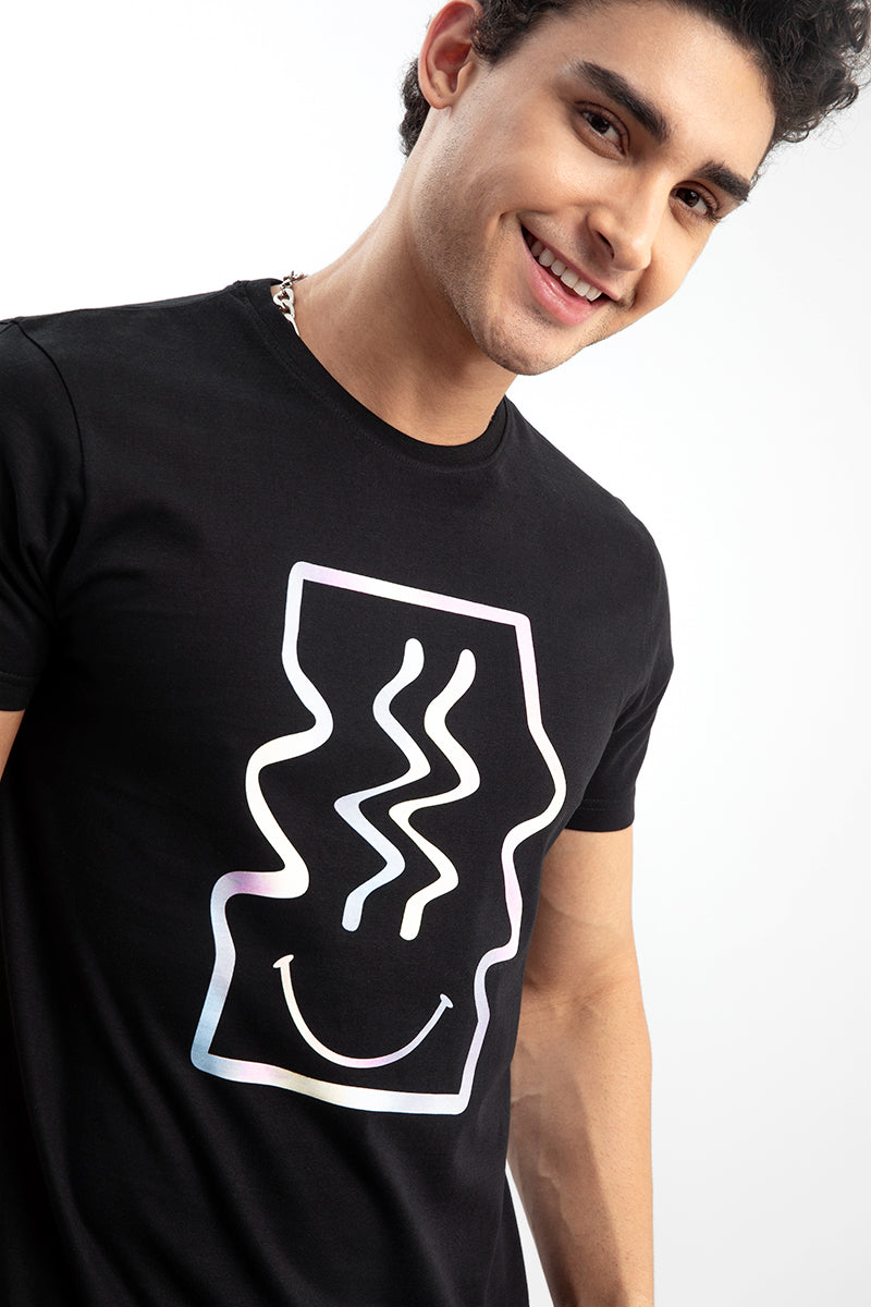 Trippy Smile Black T-Shirt - SNITCH