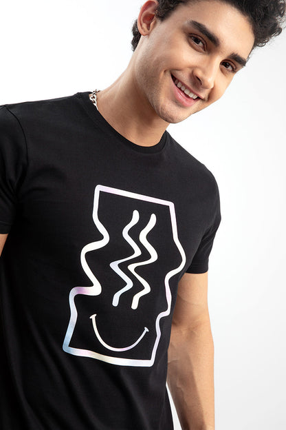 Trippy Smile Black T-Shirt - SNITCH