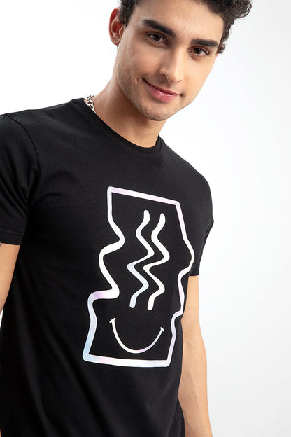 Trippy Smile Black T-Shirt - SNITCH