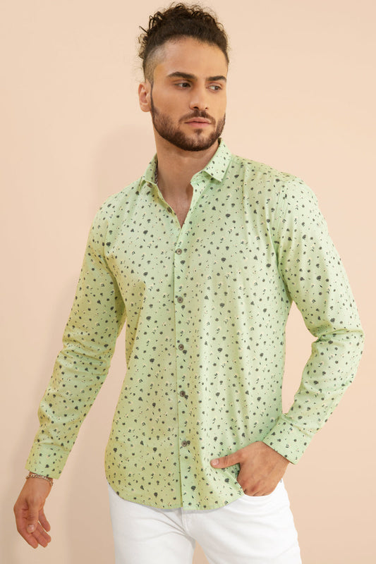 Oxford Print Green Shirt - SNITCH