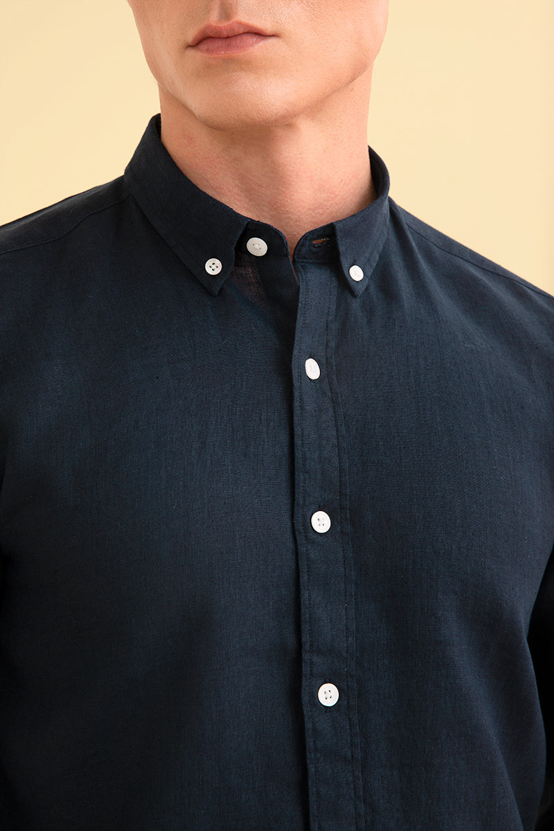 Posh Navy Linen Shirt - SNITCH