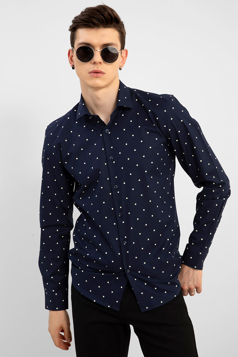 Mini Polka Dot Navy Shirt - SNITCH