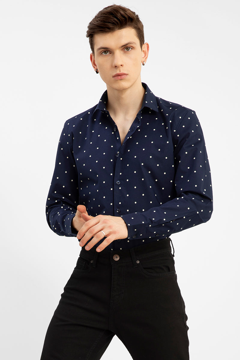 Mini Polka Dot Navy Shirt - SNITCH