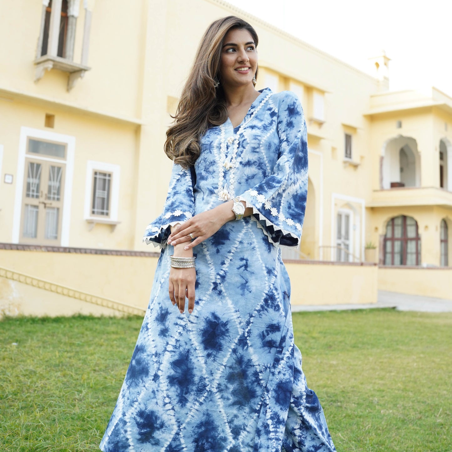 Shibori Straight Designer Cotton Kurta Set For Women Online