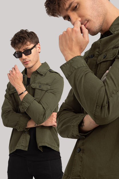 WingFlap Olive Overshirt | Relove