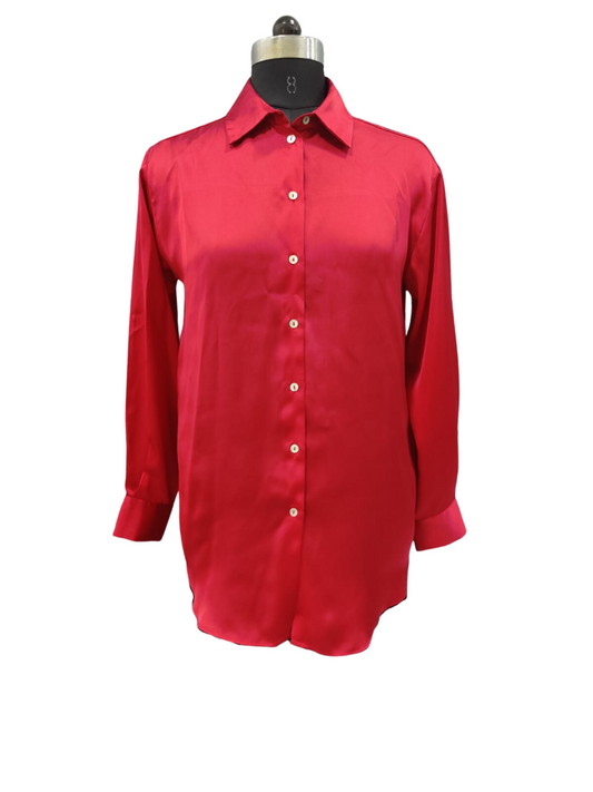 ZARA Rose Red Satin Shirt | Relove
