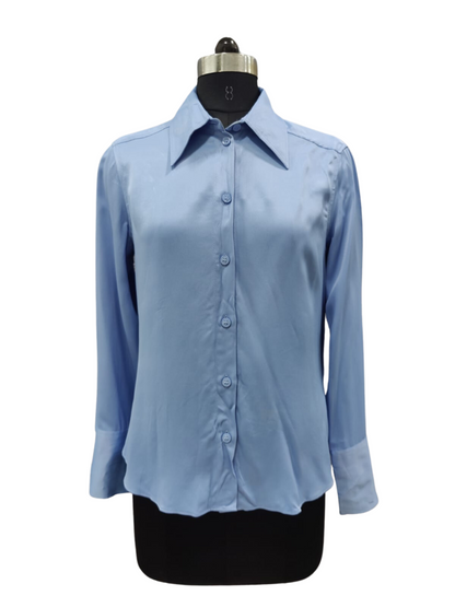ZARA Metallic Blue Full Sleeve Shirt | Relove
