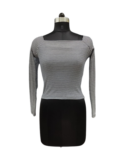 ZARA Black White Stripes Off-shoulder Crop Top | Relove