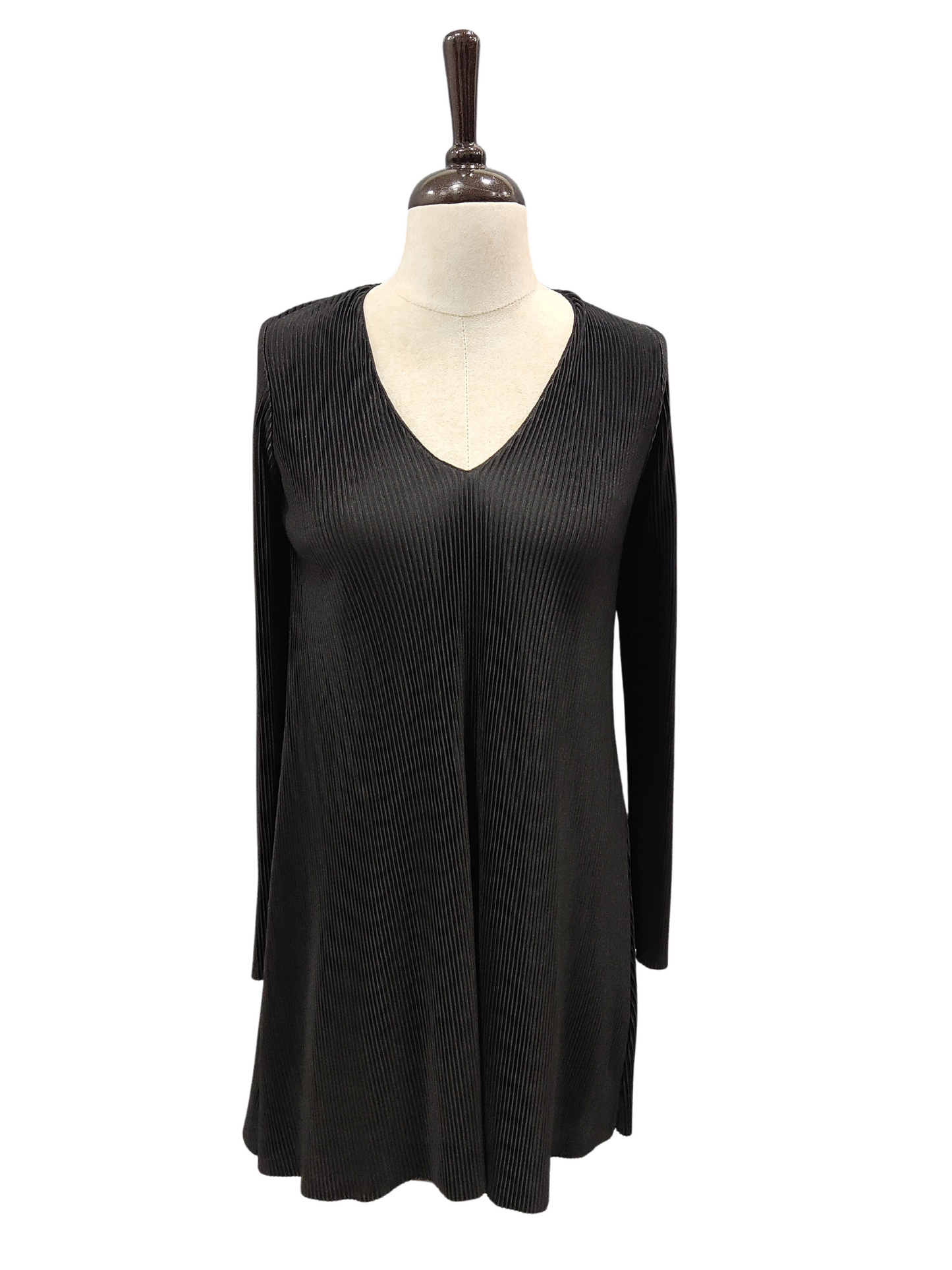 ZARA Ribbed Black V-neck Dress | Relove