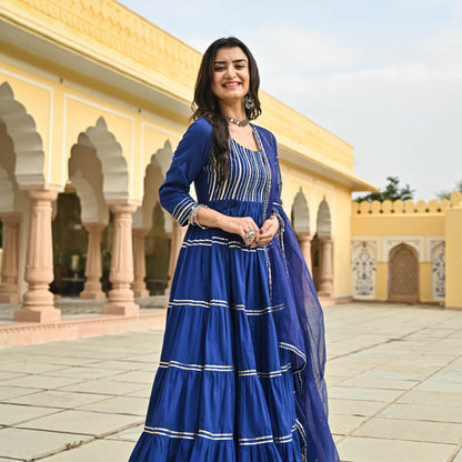 Sapphire Blue Anarkali Kurta Set With Dupatta For Women Online