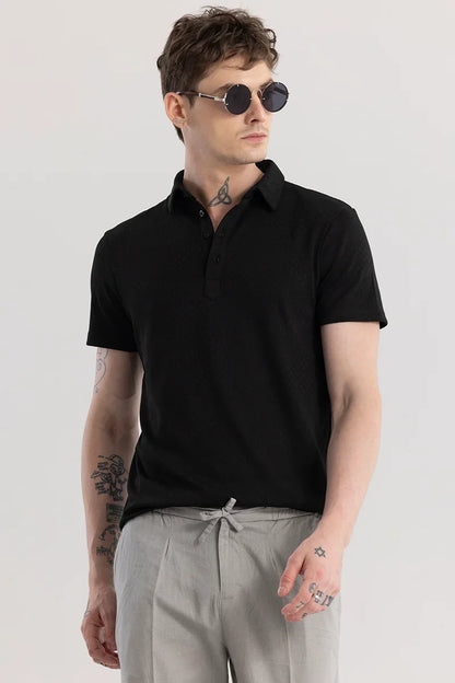 Meteor Black Polo T-Shirt | Relove