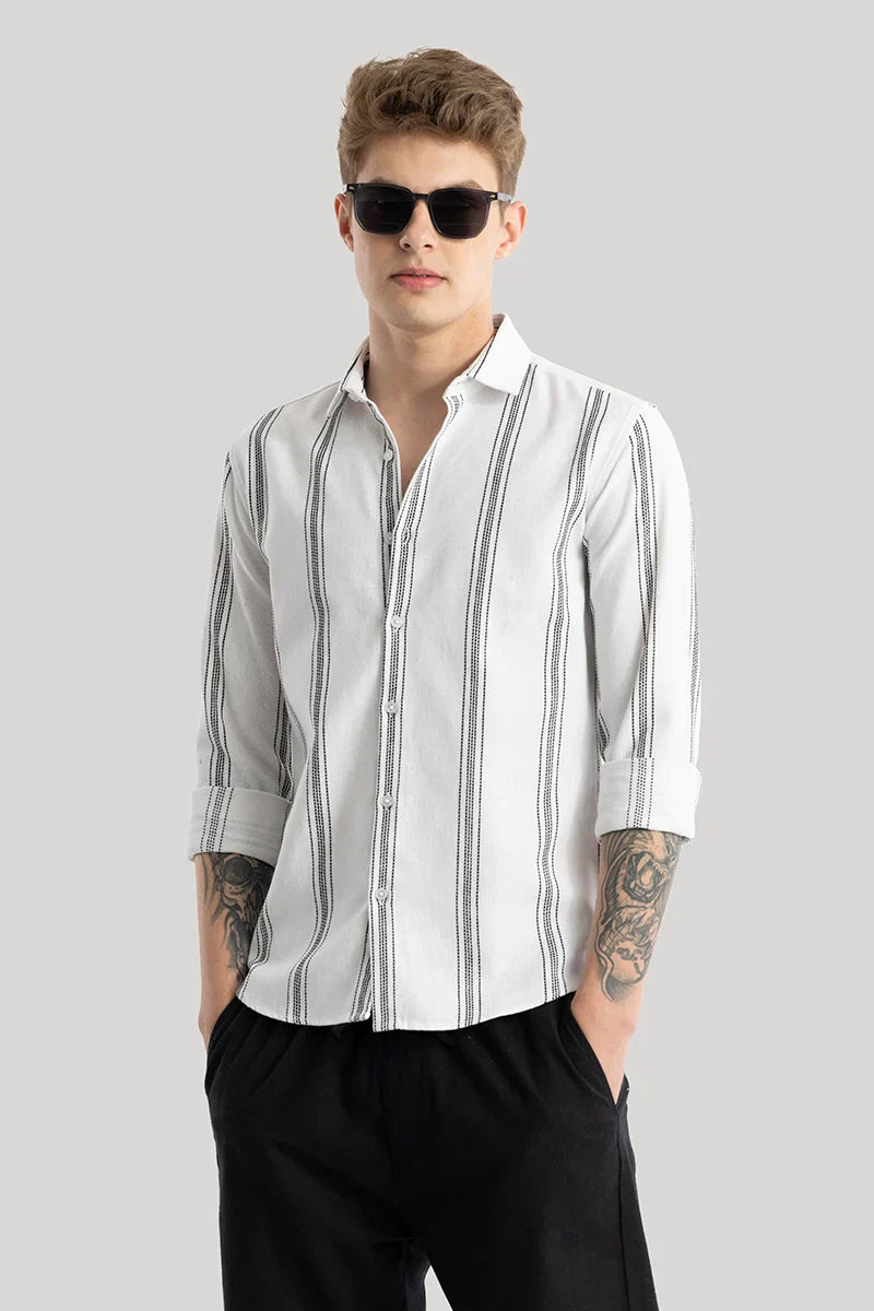 Annika White Stripes Shirts | Relove