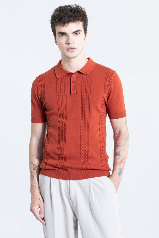 Infiniteknit Vermillion Red Polo T-Shirt | Relove