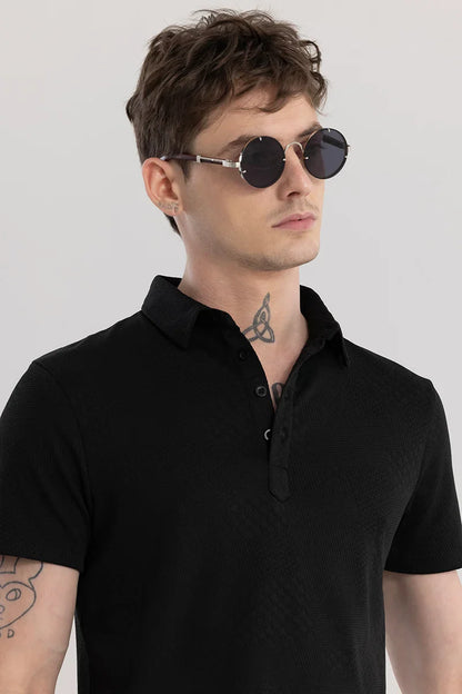 Meteor Black Polo T-Shirt | Relove