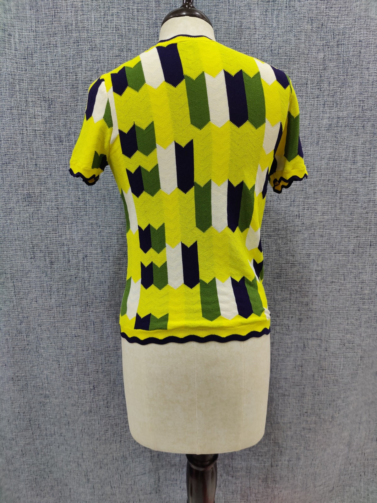 ZARA Yellow Green Geometric Pattern Woolen Top