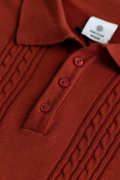 Infiniteknit Vermillion Red Polo T-Shirt | Relove