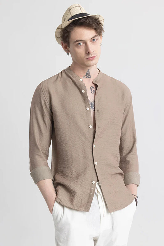 CharmShirt Beige Plain Shirt | Relove