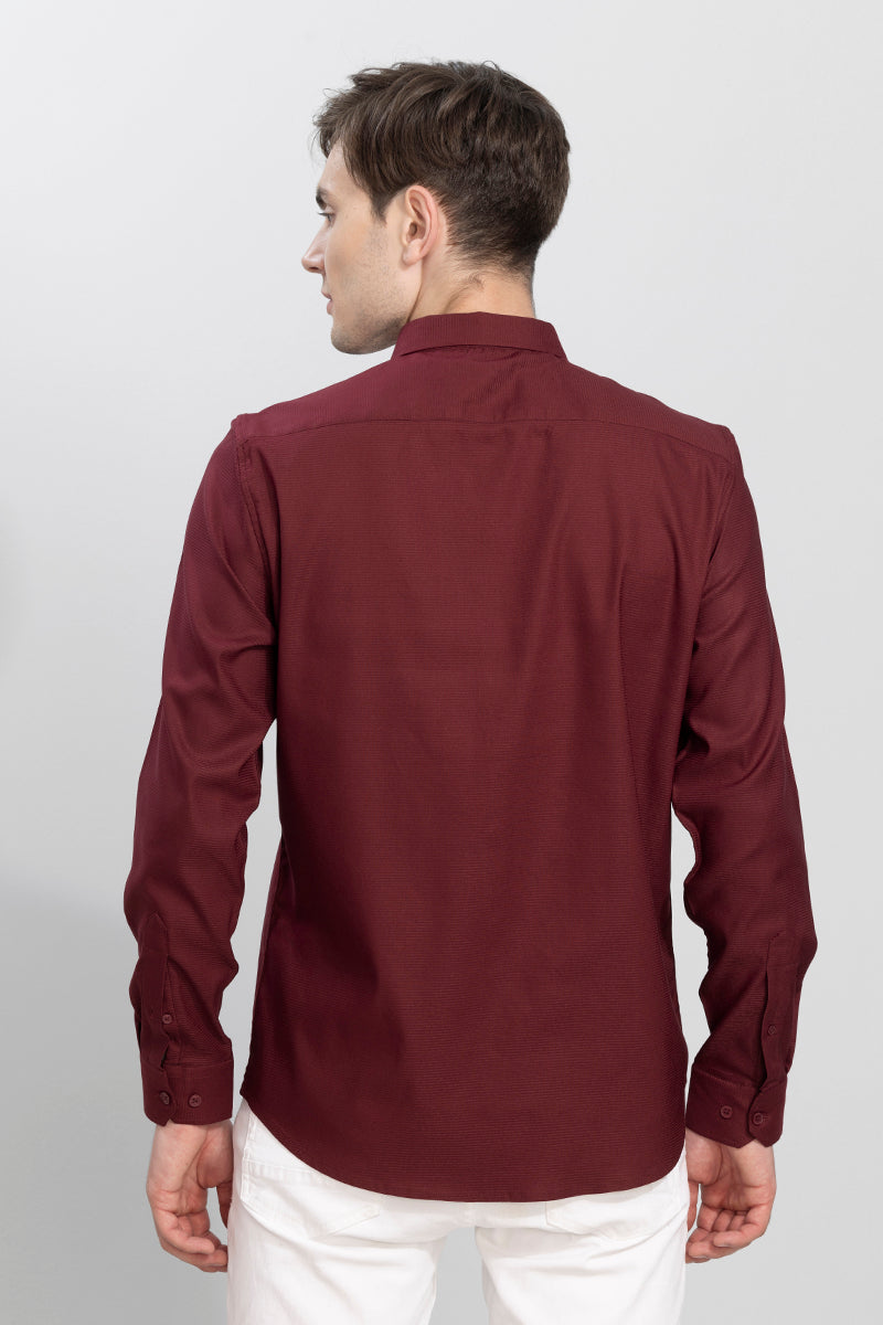 Horizontal Chord Stripe Maroon Shirt | Relove