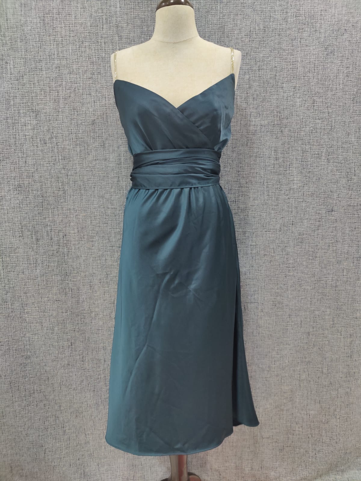 ZARA Metallic Dark Green Strap Dress | Relove