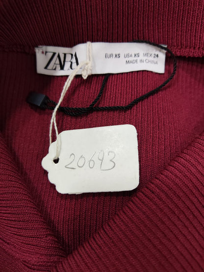 ZARA Maroon Ribbed Mini Skirt | Relove
